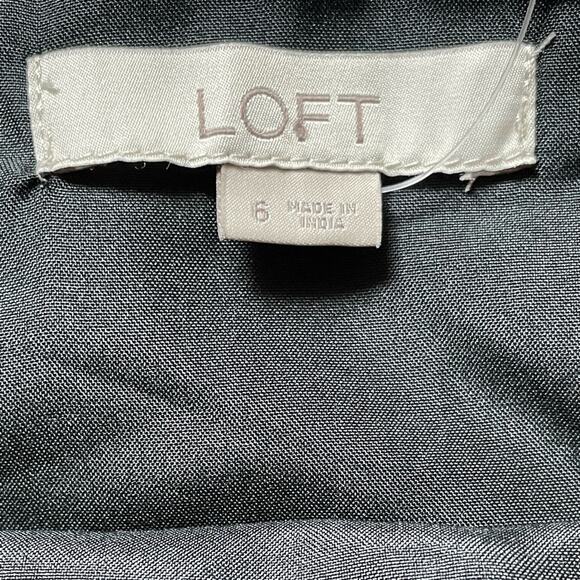 Loft Black Mini Blue Fronds Embossed Jacquard Lined Skirt size 6 - Picture 4 of 7